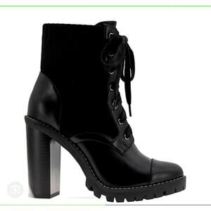 BCBGeneration Womens Faux Leather Lace-Up Booties